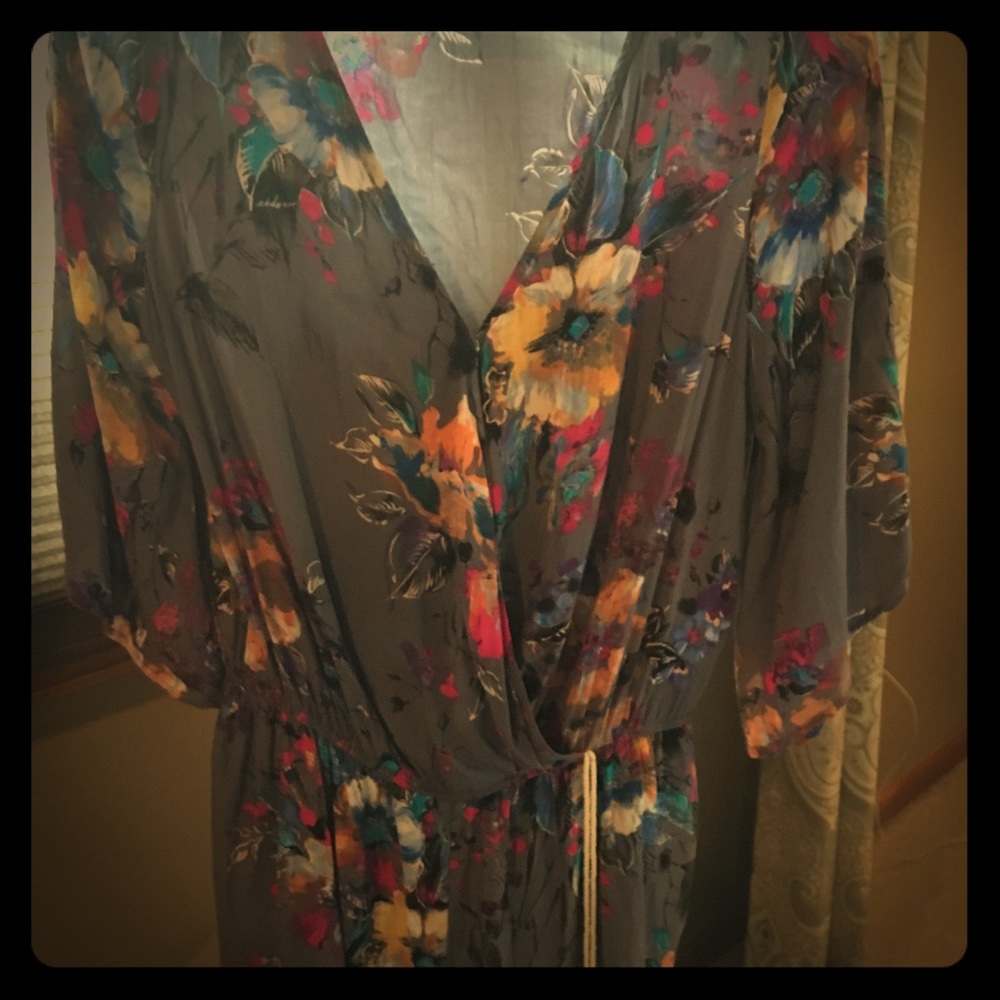 Gray flowered romper